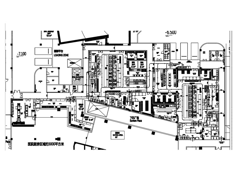 三甲医院厨房平面图